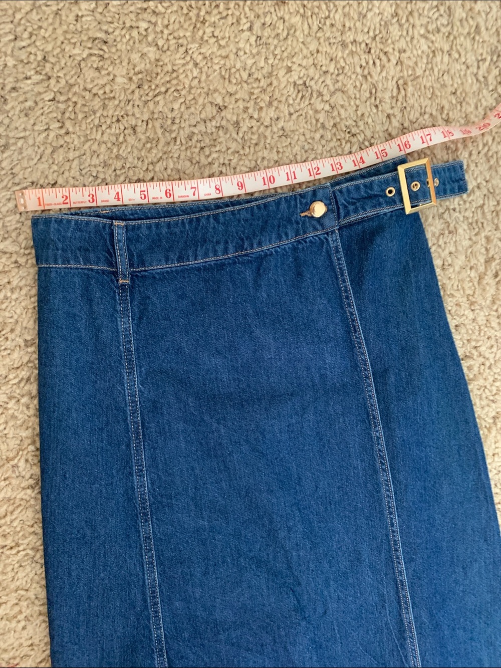 Zara Dark Blue Wrap Denim Midi Skirt - Picture 7 of 8